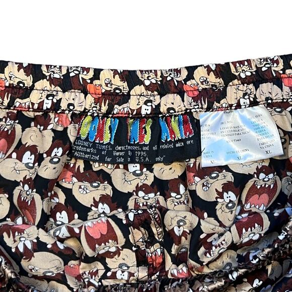 Looney Tunes Taz Tasmanian Devil All Over Vintage 90s 1996 Silk Boxers Mens XL - Picture 4 of 6